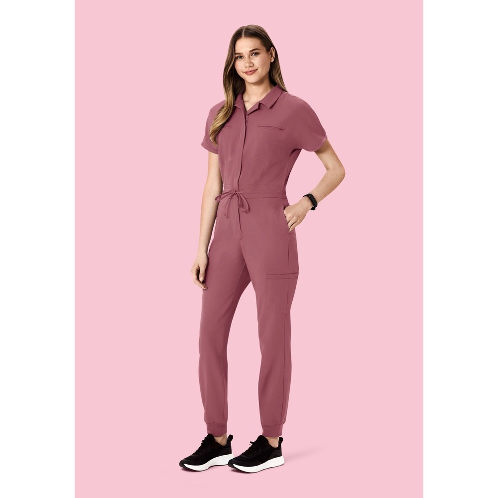Mandala Mauve Pink Scrub Jumpsuit Womens Size Medium Athleisure Utility